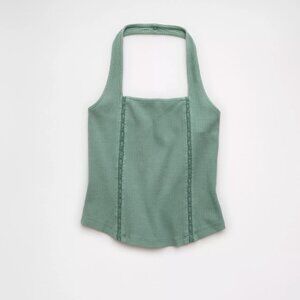 American Eagle Lace Halter Tank Top - Lt Green / Sage - Medium